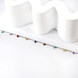 9 white & purple & pink & mixed diamonds anklet 20+5cm steel color gold color