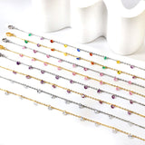 9 white & purple & pink & mixed diamonds anklet 20+5cm steel color gold color