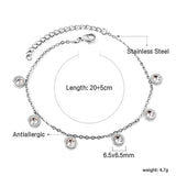 6 Cylinders with White Diamonds Accessories Anklet 20+5cm