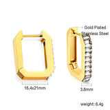 Rectangular ear buckle with diamond 3.8*16.4*21mm