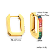 Rectangular ear buckle with diamond 3.8*16.4*21mm