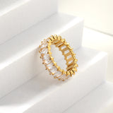 Rectangular full diamond ring female fashion light luxury hundred trend exquisite niche design finger ring