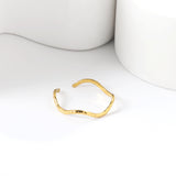 Stainless Steel 18K Gold Irregular Whacked Wave Open End Ring