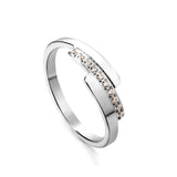 Fashion new step ladder set diamond ring flash zirconium stainless steel 18K gold index finger ring niche personality