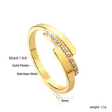 Fashion new step ladder set diamond ring flash zirconium stainless steel 18K gold index finger ring niche personality