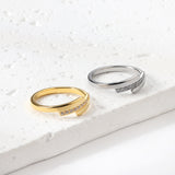 Fashion new step ladder set diamond ring flash zirconium stainless steel 18K gold index finger ring niche personality