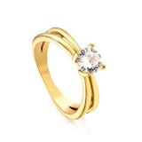 Steel/Gold Round Diamond Design Ring