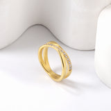 Anillos chapados en oro de 18 quilates Anillo de martillo ancho plano clásico Unisex