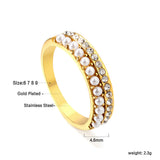 PVD plating 18K gold micro-set pearl ring female open index finger ring