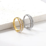 PVD plating 18K gold micro-set pearl ring female open index finger ring