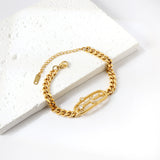 3 Lucky Stars + 1 Moon White Diamond Bracelet 18+6cm Gold