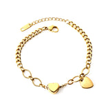 Pulsera accesorio doble corazón 18+4cm oro