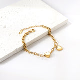 Bracelet accessoire double coeur 18+4cm or