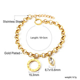 Círculo números arábigos + ojo diamante blanco complementos pulsera 18+3cm oro