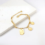 Rectangular round + round smile + sun heart-shaped accessory bracelet 17+5cm gold