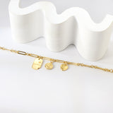 Rectangular round + round smile + sun heart-shaped accessory bracelet 17+5cm gold