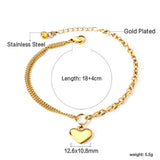 Heart-shaped accessories + half-double chain bracelet 18+4cm gold