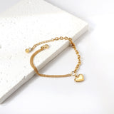 Heart-shaped accessories + half-double chain bracelet 18+4cm gold