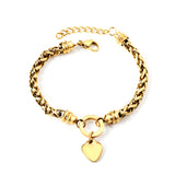 Pulsera circular con accesorios en forma de corazón 17+3cm oro