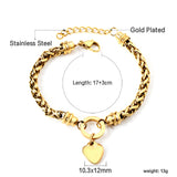 Circle bracelet with heart-shaped accessories 17+3cm gold