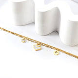 2024 New Year's Cylindrical White Diamonds + Round Hollowed Out Lucky Star + Lock Heart Shaped White Shell Accessories Bead Chain Double Hand Chain 17+5cm