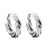 Stainless Steel 18K Gold/Steal -plated Round Twist Earrings For Women