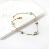 5 light blue & black shaped zirconia anklets 20+5cm gold color