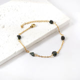 5 light blue & black shaped zirconia anklets 20+5cm gold color