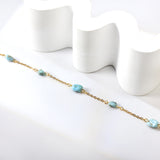 5 light blue & black shaped zirconia anklets 20+5cm gold color