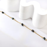 5 light blue & black shaped zirconia anklets 20+5cm gold color