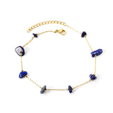 8 white & blue shaped zirconia anklets 20+5cm gold color