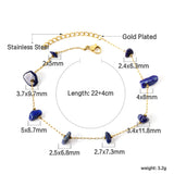 8 white & blue shaped zirconia anklets 20+5cm gold color