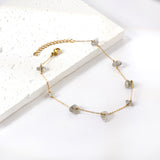 8 white & blue shaped zirconia anklets 20+5cm gold color