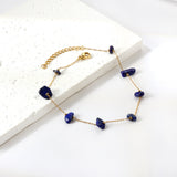 8 white & blue shaped zirconia anklets 20+5cm gold color