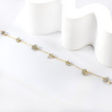 8 white & blue shaped zirconia anklets 20+5cm gold color