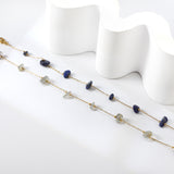 8 white & blue shaped zirconia anklets 20+5cm gold color