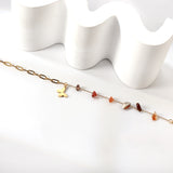 6 Mixed Color Alien Zirconia + Semi Matching Chain with Butterfly Anklet 21+5cm Gold