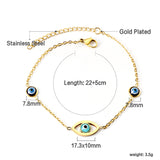 2 blue eyes + 1 lake blue eye anklet 22+5cm gold color