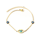 2 blue eyes + 1 lake blue eye anklet 22+5cm gold color