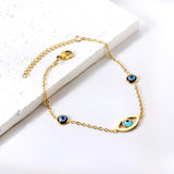 2 blue eyes + 1 lake blue eye anklet 22+5cm gold color