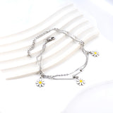 3 small Zouju 6 steel beads with chain + with chain double anklet 21 + 5cm steel color gold