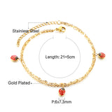 ASON Beetle Insect Mixed Color Accessories Multi-layer Chains Anklet Silver Color Stainless Steel For Women Girl Jewelry