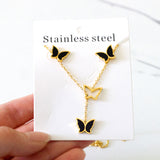 Butterfly Black Shell Set Steel/Gold