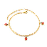 ASON – bracelet de cheville en forme d'insecte coccinelle, accessoires de couleurs mélangées, chaînes multicouches, couleur argent, en acier inoxydable, bijoux pour femmes et filles