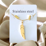 Steel/gold cut small leaf like shape jewelry set without diamonds faceted