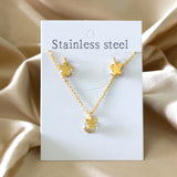 Gold/Steel with Zircon + Extra Small Glossy Butterfly Shape Jewelry Set