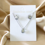 Gold/Steel with Zircon + Extra Small Glossy Butterfly Shape Jewelry Set