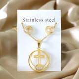 GOLD/STEEL with ZIRCONIA + TWO CIRCULARS WITH INTERNAL CUT CROSSES AND DIAMONDS SET