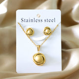 GOLD/STEEL Twisted Round + Frosted Orb Special Shape Jewelry Set