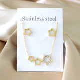 Star Jewelry Set with Diamonds Steel/Gold